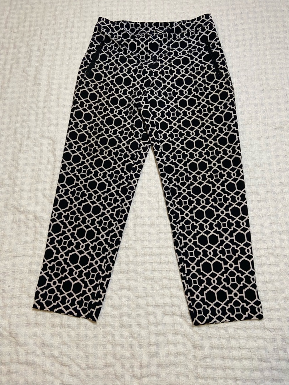 Chico's Black and White Lattice Print Pants